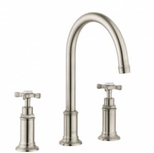 Hansgrohe AXOR Montreux 3-Loch-Waschtischarmatur 180 mit Ablaufgarnitur, nickel gebürstet 16513820
