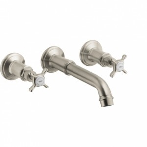 Hansgrohe AXOR Montreux 3-Loch Waschtischarmatur für Wandmontage Ausladung: 225 mm, nickel gebürstet 16532820