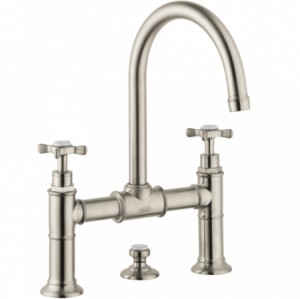 Hansgrohe AXOR Montreux 2-Griff-Waschtischarmatur 220 mit Ablaufgarnitur, nickel gebürstet 16510820