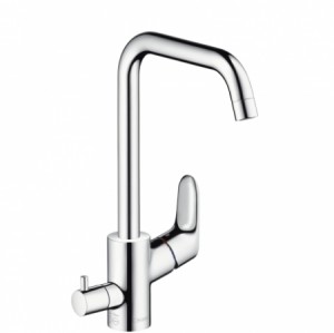 Hansgrohe Spültischmischer Focus chrom hoher Schwenkauslauf und Geräteabsperrventil