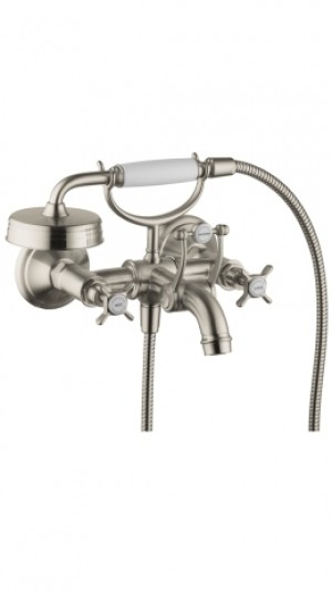 Hansgrohe AXOR Montreux Zweigriff Wannenarmatur Aufputz, nickel gebürstet 16540820