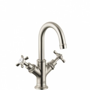 Hansgrohe AXOR Montreux 2-Griff-Waschtischarmatur 160, für Handwaschbecken mit Ablaufgarnitur, nickel gebürstet 16505820