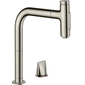 Hansgrohe 2-Loch SPTM 200 Metris Select M71 Ausziehbrause 2jet edelstahl-optik