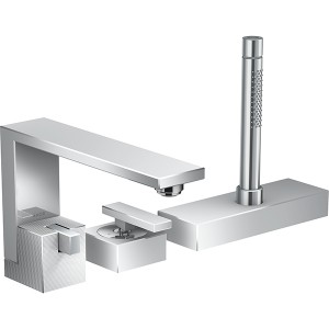 Hansgrohe 3-Loch Wannenmischer Axor Edge F-Set Diamantschliff chrom Wannenrandmontage