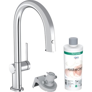 Hansgrohe Aqittura M91 FilterSystem 210, Ausziehauslauf, 1jet, sBox, Starter Set Chrom