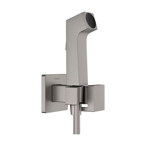 Hansgrohe Bidette Handbrause 1jet E EcoSmart für Kaltwasser mit Brausehalter und Brauseschlauch 125 cm Brushed Black Chrome