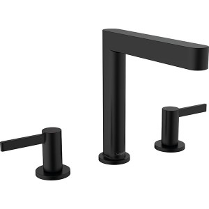 Hansgrohe 3-Loch Waschtischarmatur 160 Finoris mit Push-Open Ablaufgarnitur mattschwarz