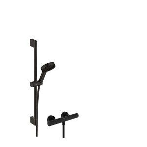 Hansgrohe Pulsify Select S Brausesystem 105 3jet Relaxation EcoSmart mit Ecostat Fine und Brausestange 65 cm Mattschwarz