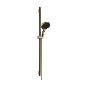 Hansgrohe Rainfinity Brauseset 130 3jet EcoSmart mit Brausestange S Puro 90 cm, Push-Handbrausehalterung und Designflex Textilbrauseschlauch 160 cm Brushed Bronze
