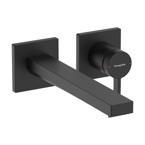Hansgrohe Tecturis E Einhebel-Waschtischmischer Unterputz für Wandmontage EcoSmart+ mit Auslauf 22,5 cm Mattschwarz