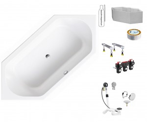 Hoesch Badewanne ARICA 6-Eck 1900x900x450 weiß 