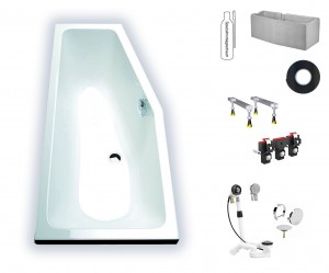 Hoesch Combi 1600x700 links weiß Raumsparwanne 5590.010