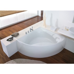 Hoesch Eckbadewanne Squadra mit angeformter Schürze, weiß - ABVERKAUF