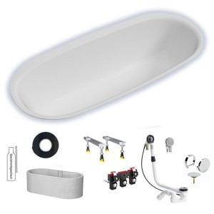 Hoesch iSENSI 1800x800x450 mm Oval-Badewanne Einbaubadewanne Weiß 3837.010