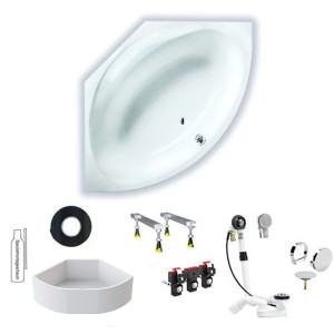 Hoesch Parana 1480x1480x480 mm Eck-Badewanne Einbaubadewanne ohne angeformter Schürze Weiß 5544.010