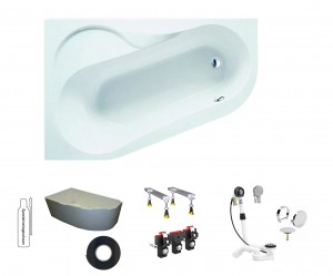 Hoesch Parana links 1500x1000x430 asymmetrische Eck-Badewanne weiß 5564.010