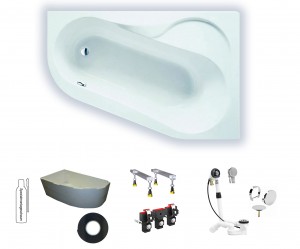 Hoesch Parana rechts 1500x1000x430 weiß asymmetrische Eck-Badewanne 5566.010 - ABVERKAUF