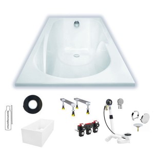 Hoesch Regatta 1800x800x460 mm Rechteckbadewanne Einbaubadewanne mit Duschzone Weiß 6460.010