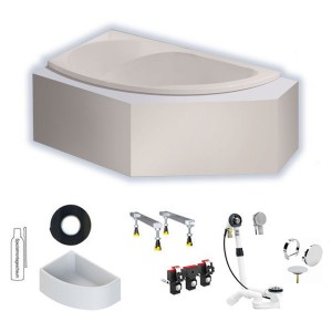 Hoesch Spectra 1700x1000x480 mm Eck-Badewanne Links Einbaubadewanne ohne angeformter Schürze Weiß 3657.010