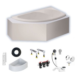 Hoesch Spectra 1700x1000x480 mm Eck-Badewanne Rechts Einbaubadewanne ohne angeformter Schürze Weiß 3660.010