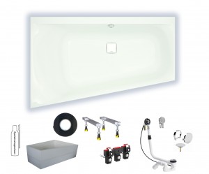 Hoesch Thasos links 1500x1000 Acryl Trapez-Badewanne weiß 3745.010