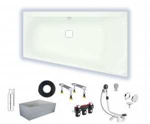 Hoesch Thasos rechts 1500x1000 Acryl Trapez-Badewanne weiß 3746.010