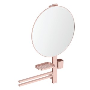 IS Beauty Bar Accessoires-Kombi. Alu+ L800 mit Spiegel d:500mm Rose