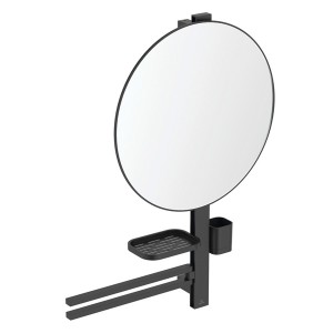 IS Beauty Bar Accessoires-Kombi. Alu+ L800 mit Spiegel d:500mm Silk Black