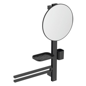 IS Beauty Bar Accessoires-Kombi. Alu+ M700 mit Spiegel d:320mm Silk Black