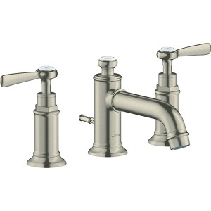 Hansgrohe AXOR Montreux 3-Loch-Waschtischarmatur 30 mit Hebelgriffen und Ablaufgarnitur, nickel gebürstet 16535820