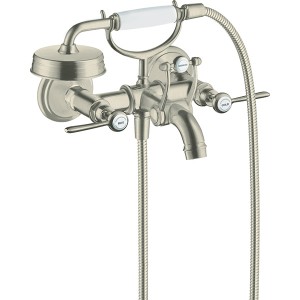 Hansgrohe AXOR Montreux Zweigriff Wannenarmatur mit Hebefriffen, nickel gebürstet 16551820