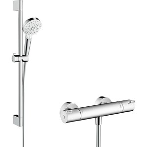 Hansgrohe Brausenkombi Crometta Vario/ Ecostat 1001 CL/Unica 650mm weiss/chrom