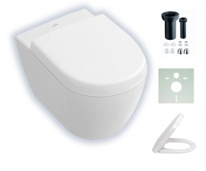 Villeroy & Boch Subway 2.0 Compact wandhängendes Tiefspül-WC mit offenem Spülrand und CeramicPlus-Beschichtung 5606R0R1