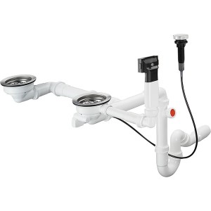 Hansgrohe Automatische Ab- und Überlaufgarnitur Doppelbecken Granit D17-11