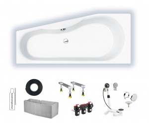 Repabad Tika 170 rechts 170x75/50x46 Raumspar-Badewanne 0015105