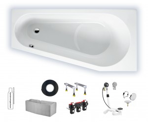 Riho Delta 1500x800 Raumsparwanne Version links / weiß BB81005