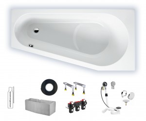 Riho Delta 1600x800 Raumsparwanne Version links / weiß BB83005