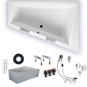 Riho Eck-Badewanne Doppio 180x130 cm L / weiß BA91005