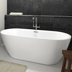 Riho Freistehende Badewanne INSPIRE 180x80 cm, freistehend weiß, inkl. Riho Fall chrom