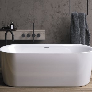 Riho Modesty Freistehende Badewanne 1700x750 mm, freistehend weiß, inkl. Riho Fall chrom