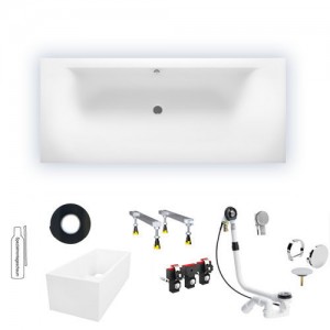 Riho Rechteck-Badewanne Linares seidenmatt weiß 180x80, B142001105 