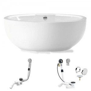 Rocky L100 Oval Acrylwanne freistehend 1795 x 945 x 620 mm, weiß