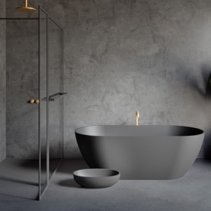 Navarra solid bad incl sifon, 170x80, anthraciet mat