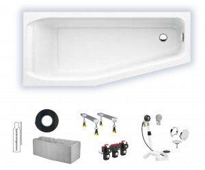 Rocky Plus/S100 160x70 links Acryl-Raumsparbadewanne