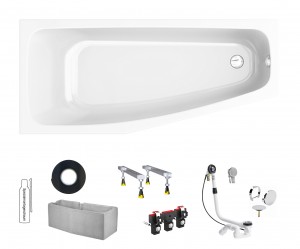 Rocky Plus/S100 170x75 links Acryl-Raumsparbadewanne
