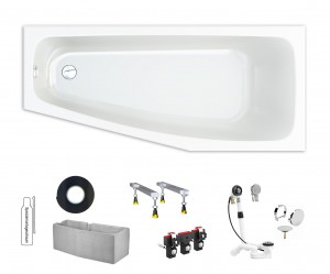 Rocky Plus/S100 170x75 rechts Acryl-Raumsparbadewanne