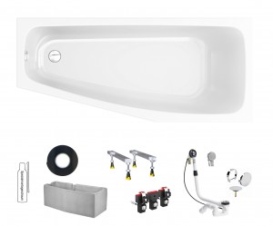 Rocky Plus/S100 170x75 rechts Acryl-Raumsparbadewanne