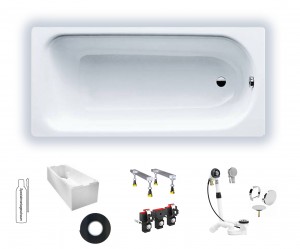 Rocky Stahlbadewanne Kaldewei Modell 271, 170x75cm 2,6mm Rechteck weiß 112410050001