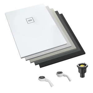 RockyTray rutschfeste Komposit Duschwanne Duschfläche, 700 x 900 x 35, Mittelablauf, weiß, zuschneidbar