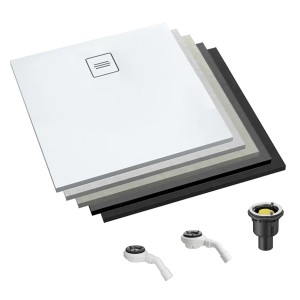 RockyTray rutschfeste Komposit Duschwanne Duschfläche, 900 x 900 x 35, Mittelablauf, weiß, zuschneidbar